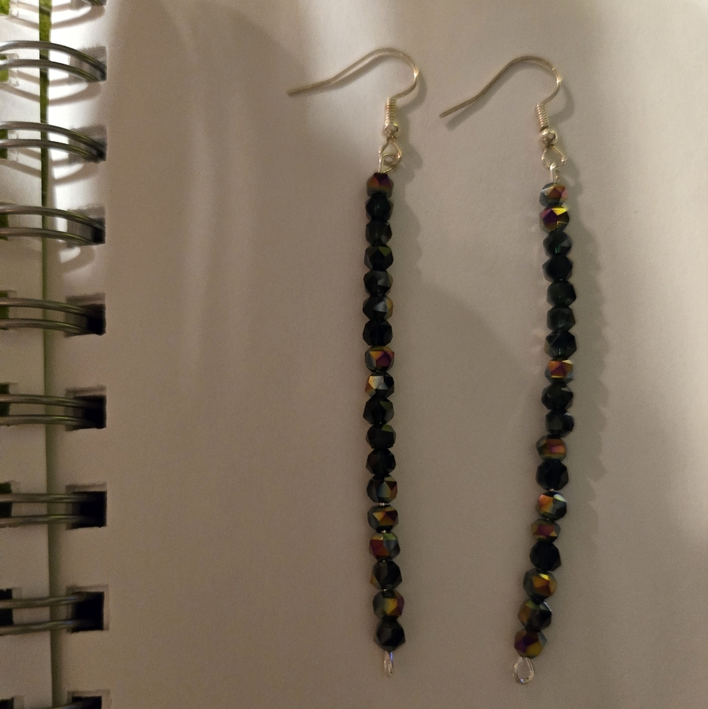 Hand crafted long sparkling beaded earrings